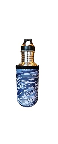 Water Bottle Sleeve, Neoprene Insulated Bottle Sleeve, Fits 16-18 Oz. 500 ml, Medium Size, Camo Waves - color: Gray Waves Camo, size: Med 16-18oz