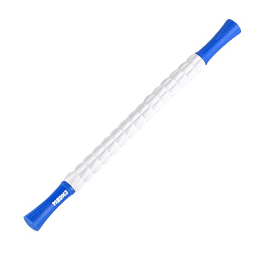Muscle Roller Massage Roller Stick- Deep Tissue Fascia Blaster for Myofascial Pain Relief, Lymphatic Drainage & Body Sculpting, Handheld Physical Therapy & Recovery Tool (Blue White-24 inch) - color: Blue White