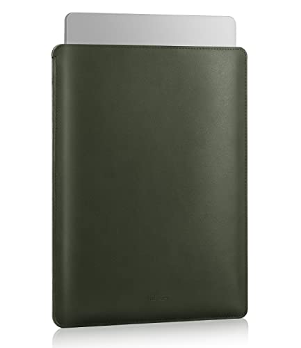 MoKo Laptop Sleeve Compatible with New Mac Pro 14 Inch M5/4/3/2/1 2026-2021, Slim Stylish Laptop Bag Made of PU Leather, Fliz Sleeve Case, Carry Bag for 14 Inch Mac, Midnight Green - color: Midnight Green, size: 14 Inch