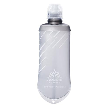 TRIWONDER Water Bottles TPU Soft Flasks Collapsible Running Flasks for Hydration Pack Backpack Hiking Cycling (170ml/5.75oz) - color: Grey 170ml/5.75oz (For gel only)