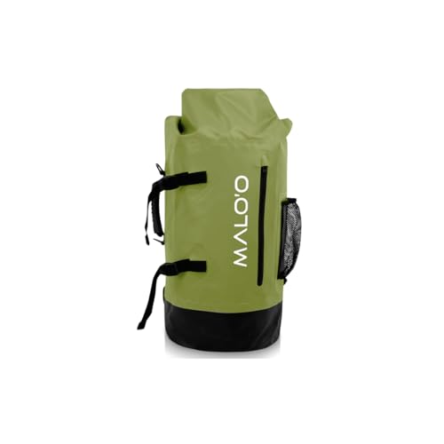Malo’o 45L Waterproof Dry Bag Backpack – Heavy Duty Roll Top Fishing & Beach Backpack, IPX6 Water Resistant Gear Bag for Kayaking, Camping, Surf, Travel & Outdoor Adventure - color: Dark Green