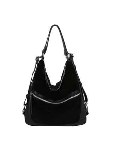 LM Women Convertible Shoulder Hobo Backpack Travel Bag (Black) - color: Black