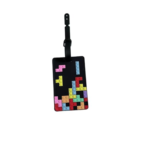 Colorful Retro Block Game Design Silicone Luggage Tag Fun and Unique Travel Bag Identifier Personalized Labels for Gamers - color: Block Game