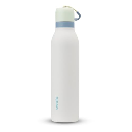 Owala FreeSip Twist Insulated Stainless Steel Water Bottle with Straw for Sports and Travel, BPA-Free, 24-oz, Green/White (Iced Breeze) - color: Iced Breeze, size: 24 Ounces