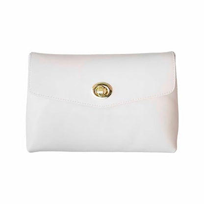 Cosmetic Bag Travel Makeup Pouch Travel Organizer, Zipper Pouch Bags for Women Vegan Leather (No Text, Off White) - color: Off White