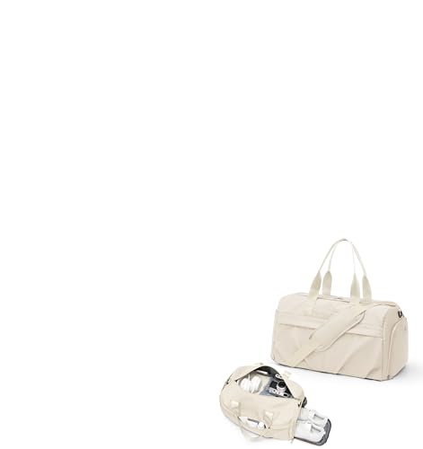 Gym Bag for Women Men with Shoe Compartment, Sport Duffel Bag, Waterproof Travel Weekender Overnight Carry on Bag for Yoga with Trolley Sleeve, Beige - color: A6-Beige