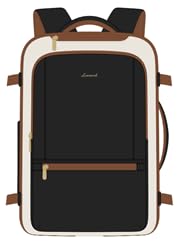 LOVEVOOK Travel Backpack for Women & Men, 50L Large Carry On Backpack Airline Approved, TSA Personal Item Weekender Bag, Water Resistant Laptop Backpacks with 3 Packing Cubes for Travel Essentials - color: Black-white-brown, size: 19 Inch - 4 Pcs