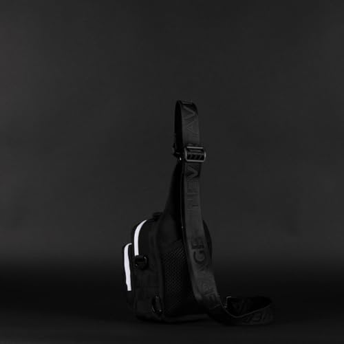WOLFpak 4L Mini Tactical Sling Bag (Alpha Black White Accents) Compact Crossbody Backpack for Gym, Travel & EDC | Tactical Shoulder Bag with Multiple Pockets – Lightweight, Durable Sling Pack - color: Alpha Black White Accents