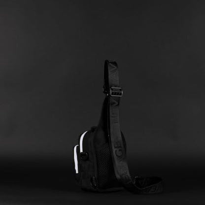 WOLFpak 4L Mini Tactical Sling Bag (Alpha Black White Accents) Compact Crossbody Backpack for Gym, Travel & EDC | Tactical Shoulder Bag with Multiple Pockets – Lightweight, Durable Sling Pack - color: Alpha Black White Accents