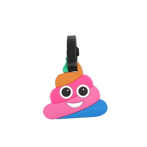 Cute Silicone Luggage Tag for Women Men Unique Travel Bag Tags Funny Colorful Identifier Suitcase Label (Shit) - color: Shit