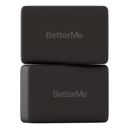 BetterMe Yoga Blocks Set of 2 – High Density Foam Yoga Blocks for Stretching, Pilates & Workouts – Lightweight Non-Slip Exercise Blocks for Flexibility & Balance - color: Black