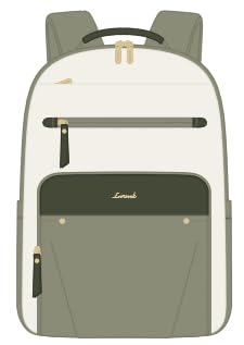 LOVEVOOK Laptop Backpack for Women with Leather Trim & Tumbler Pockets, 15.6" Work Backpack Purse, Travel Personal Item Bag, Carry On Business Computer Bag for Office, or Gift, Cream Sage - color: Cream Sage, size: 15.6 inches