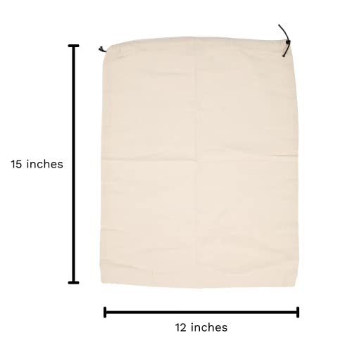 Muslin Cotton Storage Bags with Drawstring - Toy & Shoe Storage for Travel - Dust-proof, Lint-free (3 Small: 15"x12") - size: 3 Small: 15"x12"