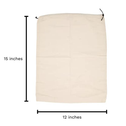 Muslin Cotton Storage Bags with Drawstring - Toy & Shoe Storage for Travel - Dust-proof, Lint-free (3 Small: 15"x12") - size: 3 Small: 15"x12"