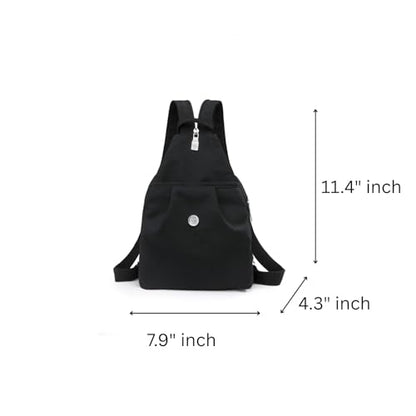 Convertible Mini Backpack for Women – Nylon Chest Bag and Shoulder Daypack with Multiple Pockets, Lightweight & Waterproof (Blue) - color: Blue