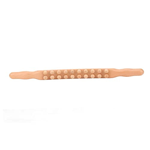 Yinhing Beech Roller Stick With Double Row 20 Beads Versatile Double Sided Roller Stick for Relaxation Tension Relief Ideal for Sports Recovery And Self Care