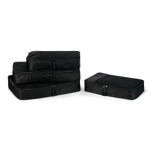 Amazon Essentials 4-Piece Packing Cubes Travel Accessories Set, Luggage Organizer with Double Zipper, Mesh Top, Space-Saving Design, Webbing Handle, 2 Medium/2 Large, Black (Previously Amazon Basics) - color: Black, size: 2 x Large, 2 x Medium