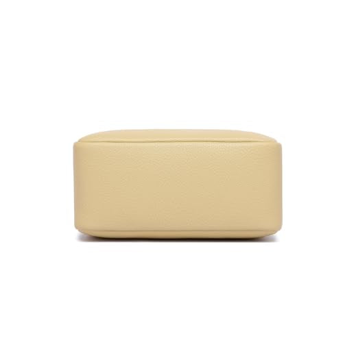 PU leather Organizer Bag Lightweight Cosmetic Bag with Ring Clasp Perfect Travel Makeup Bag for Women (Ground Lotus/PU) - color: Almond Yellow/PU