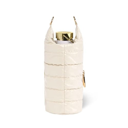 WanderFull® Original HydroBag®, Fits Up to 32 oz Water Bottle Holder with Strap, Gift for Women, Hands-Free Crossbody, Water Bottle Carrier Bag with Phone Pocket - color: Ivory Lacquer Après Ski Embroidery