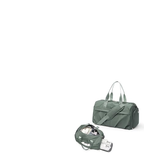 Gym Bag for Women Men with Shoe Compartment, Sport Duffel Bag, Waterproof Travel Weekender Overnight Carry on Bag for Yoga with Trolley Sleeve, Green - color: A5-Green