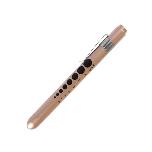 Aokin Medical Pen Light for Nurse Doctor, Reusable LED Medical Penlight Flashlight with Pupil Gauge and Ruler, White Light, Gold - color: Gold