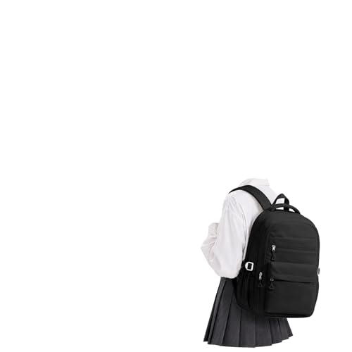 Black Backpack for College Students Women Men, Aesthetic Backpacks for Middle School, Waterproof Bookbag, Lightweight High School Backpack for Teens Boys Girls - color: Black