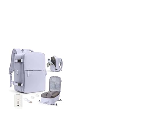 WONHOX Vacuum Seal Travel Backpack with Air Pump,Compression Vacpack Waterproof Carry On Backpack for Travel Women Men with Vacuum System,Airlines Approved Daypack Laptop Space Saver Bags,Lilac - color: B6-lilac(with Air Pump)