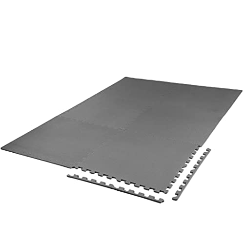 Xspec 3/8" Thick 100 sq. ft. (25 pcs) Gym EVA Foam Floor Mats (24" x 24") | T Pattern, Charcoal Grey - style: T Pattern-Grey