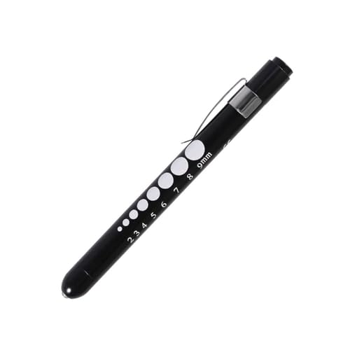 Aokin Medical Pen Light for Nurse Doctor, Reusable LED Medical Penlight Flashlight with Pupil Gauge and Ruler, White Light, Black - color: Black