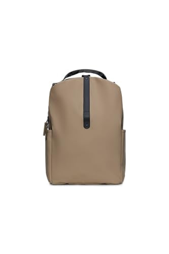 RAINS Clip Front Backpack Beige - Waterproof Commuter Backpack with C-Clip Closure & Hidden Pocket, 16″ Laptop Sleeve, Urban Travel Daypack - color: Beige