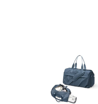Gym Bag for Women Men with Shoe Compartment, Sport Duffel Bag, Waterproof Travel Weekender Overnight Carry on Bag for Yoga with Trolley Sleeve, Jewel Blue - color: A1-Jewel Blue