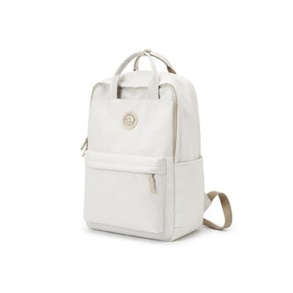 Minimalist Backpack for Women & Men, Lightweight Polyester Laptop Backpack 15 Inch, Casual Travel Daypack (White) - color: White