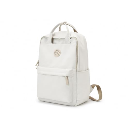 Minimalist Backpack for Women & Men, Lightweight Polyester Laptop Backpack 15 Inch, Casual Travel Daypack (White) - color: White