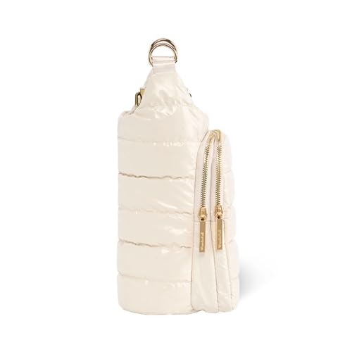 WanderFull® Original HydroBag®, Fits Up to 32 oz Water Bottle Holder with Strap, Gift for Women, Hands-Free Crossbody, Water Bottle Carrier Bag with Phone Pocket - color: Ivory Lacquer Après Ski Embroidery