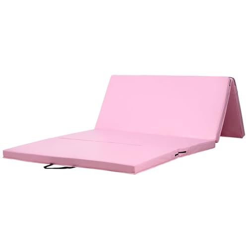 KaRaDaStyle Gymnastics Mat Folding Stretch Mats 71"x39"x2" Exercise Muscle Training Children Play Horizontal Bar Mat Yoga Sports Soundproof Home Use - color: Pink/4-fold