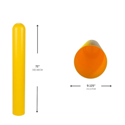 BollardGard 8" x 72" 4-Pack Round Top Bollard Cover- Innoplast (Yellow No Tape) - color: Yellow No Tape, size: 4-Pack