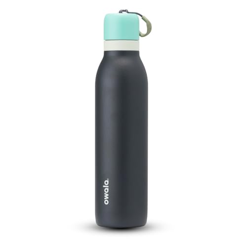 Owala FreeSip Twist Insulated Stainless Steel Water Bottle with Straw for Sports and Travel, BPA-Free, 24-oz, Blue/Grey (Foggy Tide) - color: Foggy Tide, size: 24 Ounces