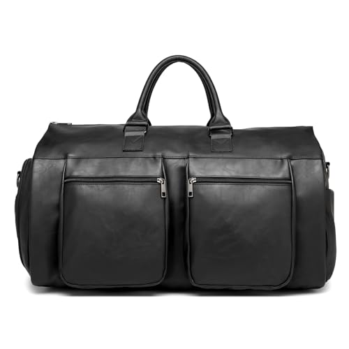 seyfocnia Convertible Travel Garment Bag,Carry on Garment Duffel Bag for Men Women - 2 in 1 Hanging Suitcase Suit Business Travel Bag - color: B1-Black