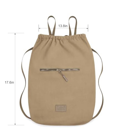 Lee Drawstring Backpack Bag Lightweight Small Gym Swim Beach Bag Water Resistant Sports Sackpack for Men Women, LEE48-002KH - color: Khaki
