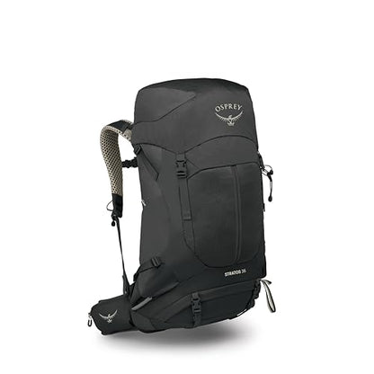 Osprey Stratos 36L Men's Hiking Backpack - Lightweight Backpacking Pack with Waterproof Raincover - Camping Bag, Raven Black - color: Raven Black, style: 36l