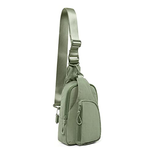 ODODOS Sling Bag with Adjustable Straps Crossbody Chest Bag Lightweight Backpack for Casual Traveling Hiking - color: Sage Grey