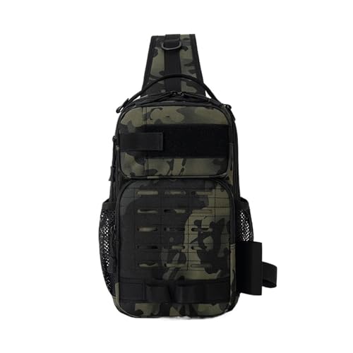Camping Chest Bag Tactical Backpack for Men Sports Shoulder Outdoor Hiking Climbing Fishing Hunting Travel(D2-Green Camo) - color: D2-green Camo