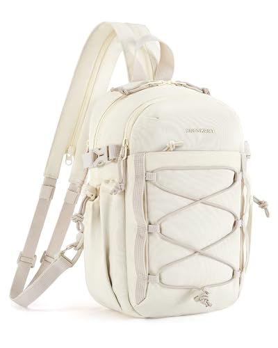 BAGSMART Small Crossbody Sling Bag, Crossbody Daypack, Chest Shoulder Bag Hiking Small Backpack for Casual Travel Sport - color: Beige