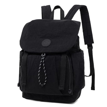 Women's Lightweight Backpack Purse,Water Resistant Nylon Casual Travel Backpack,Fashion Daypack for Hiking& Daily Use - color: Black