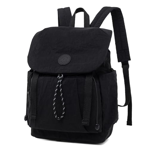 Women's Lightweight Backpack Purse,Water Resistant Nylon Casual Travel Backpack,Fashion Daypack for Hiking& Daily Use - color: Black