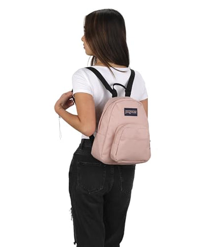 JanSport Half Pint Mini Backpack, 10.2 L - Durable Mini Bag Purse with Adjustable Shoulder Straps, Single Main Compartment, Zippered Stash Pocket, Misty Rose - color: Misty Rose