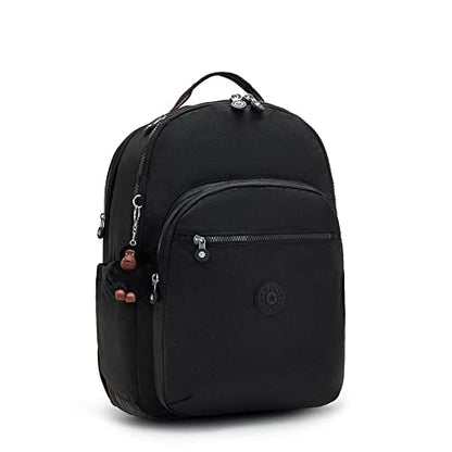 Kipling Women's Seoul Extra Large 17” Laptop Backpack, Durable, Roomy with Padded Shoulder Straps, School Bag - color: True Black, size: 13.5''L x 17.75''H x 9''D