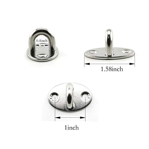 heyous 2 Set M6 Suspension Ceiling Wall Mount U Hook Anchor Hanger Stainless Steel Heavy Duty Multi Purpose Hammock Swing Ceiling Hook Olivary Base Plate with Snap Hook - color: Olivary, size: M6