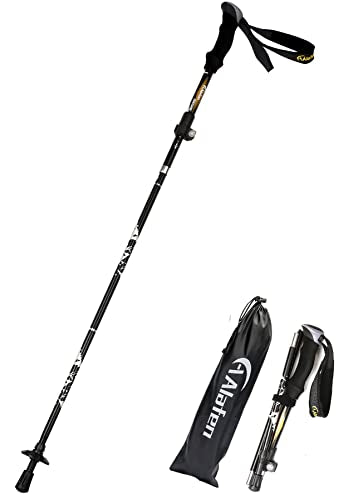A ALAFEN Aluminum Collapsible Ultralight Travel Trekking Hiking Pole for Men and Women (Fits 5'3" - 6'2") - color: A_Black