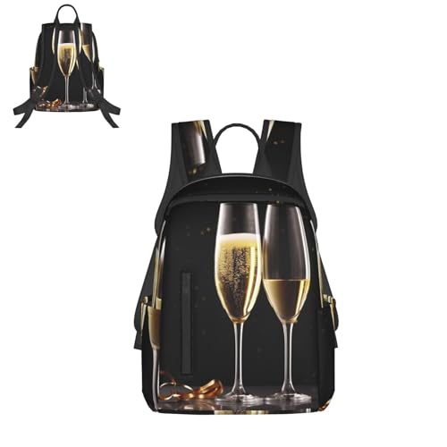 Travel Backpack for Women Men Champagne Glass Daypack 15 inch Lightweight Computer Bag Casual Back Pack - color: Champagne Glass